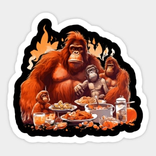 Orangutan Family Thanksgiving Sticker